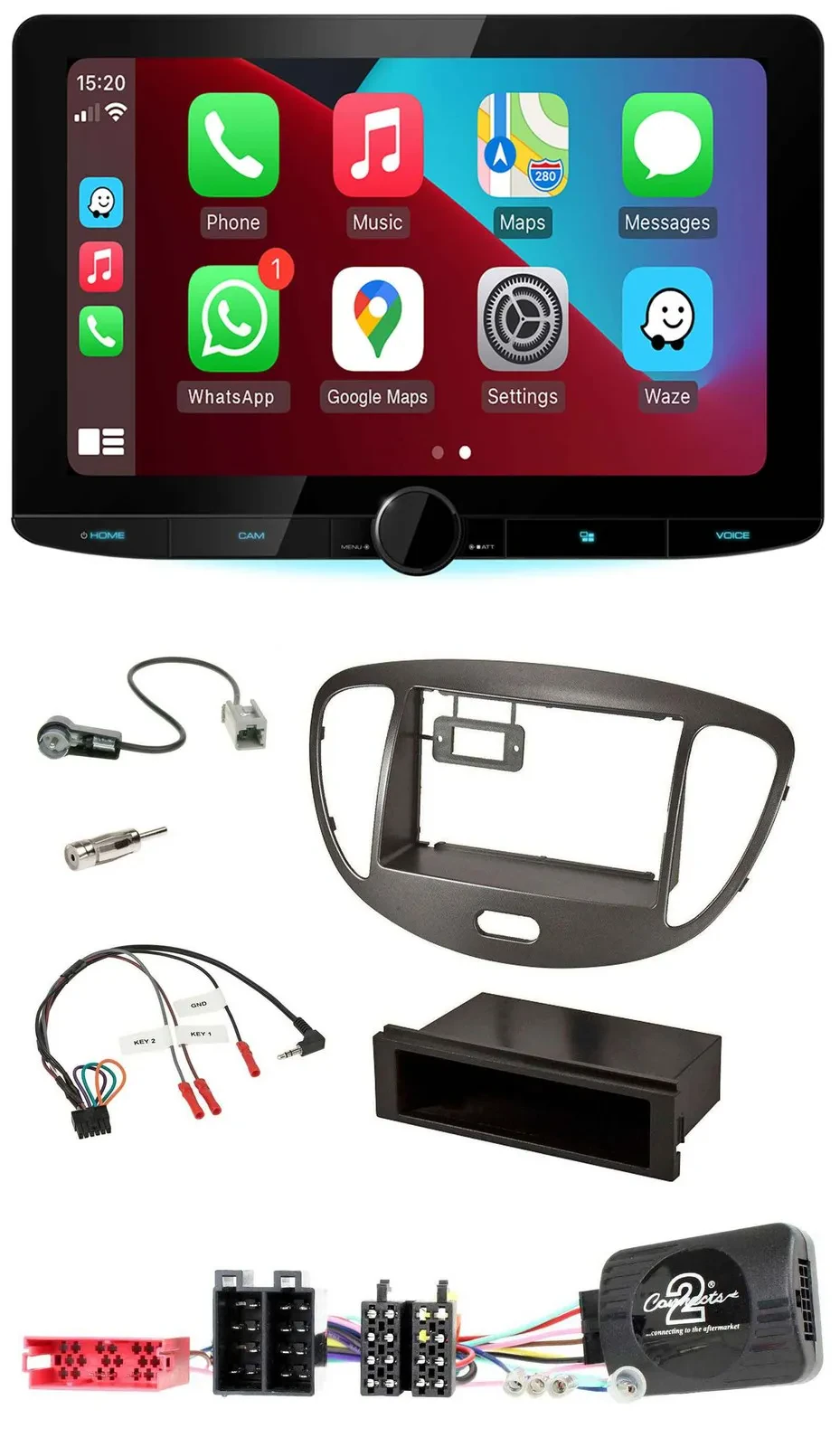 Kenwood Lenkrad USB DAB Bluetooth Autoradio für Hyundai i10 ISO 2009-13 dunkelsi