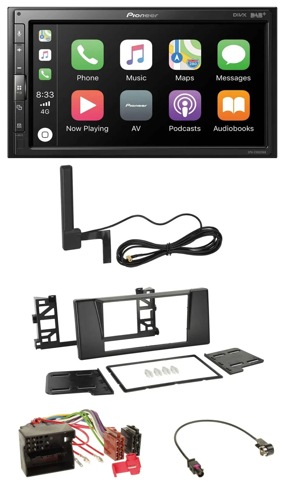 Pioneer USB 2DIN Bluetooth DAB MP3 Autoradio für BMW 5er E39 X5 Quadlock