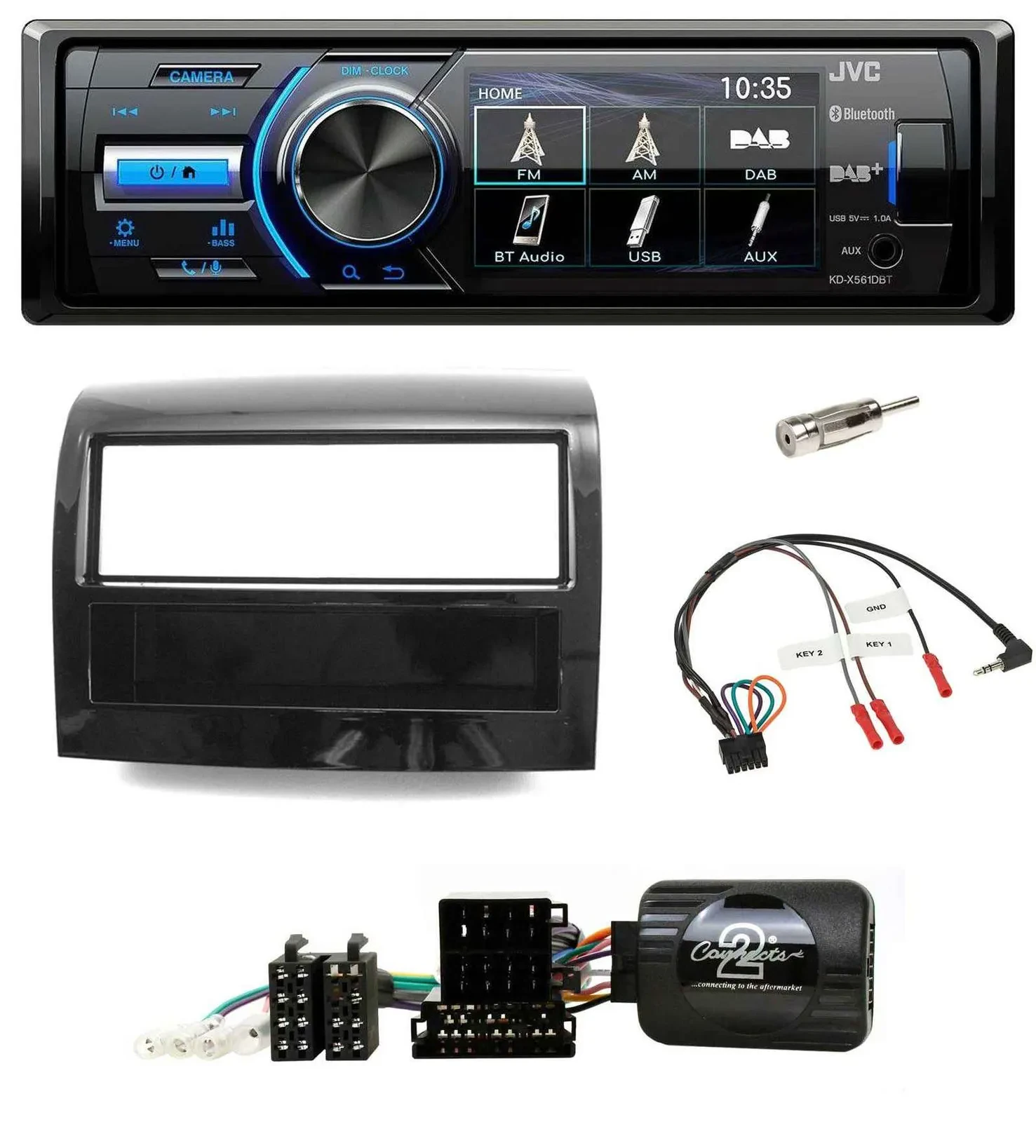 JVC Bluetooth Lenkrad USB DAB Autoradio für Fiat Ducato 2012-2015 Piano