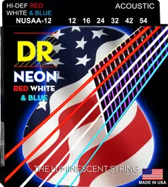 Струны для акустической гитары DR Strings HI-DEF NEON DR NUSAA-12, 12 - 54
