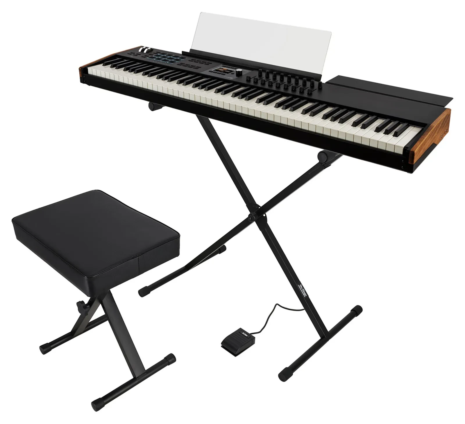 MIDI-контроллер клавиатурный Arturia KeyLab 88 Mk3 88 клавиш, черный (набор) со стойкой On-Stage и скамьей