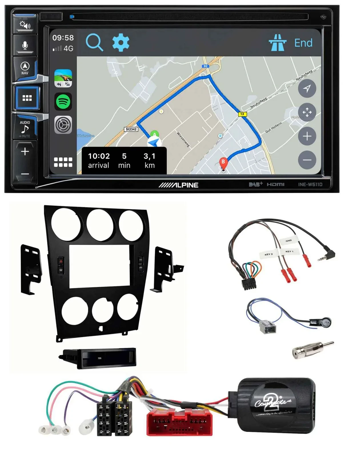 Alpine DAB TMC Bluetooth 2DIN USB Lenkrad Navigation für Mazda 6 2006-2008