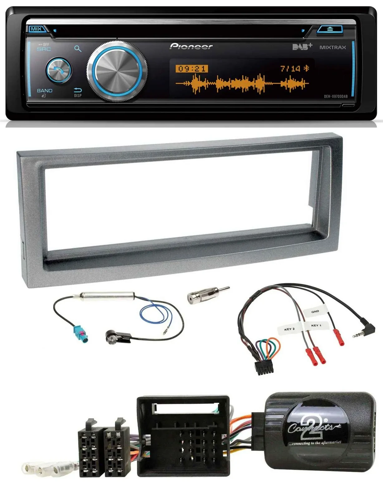 Автомагнитола Pioneer DAB, CD, USB, Bluetooth для Citroen C5 (с 2005), серый металлик