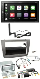 Автомагнитола для Alfa Romeo Mito Pioneer 2-DIN, Bluetooth, DAB, USB, серебристая, поддержка управления на руле