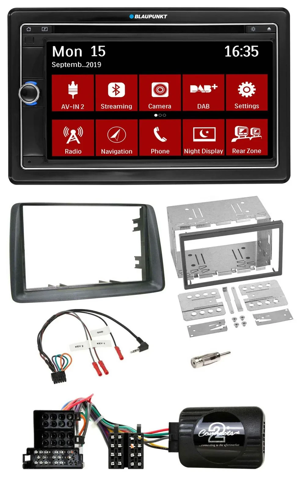 Blaupunkt Bluetooth DAB 2DIN USB DVD Lenkrad Autoradio für Fiat Panda 2004-2007