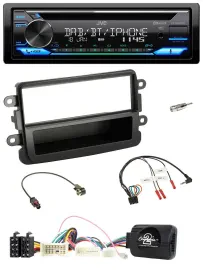 Автомагнитола JVC Bluetooth USB DAB CD для Dacia (с 2012), черная, поддержка кнопок на руле