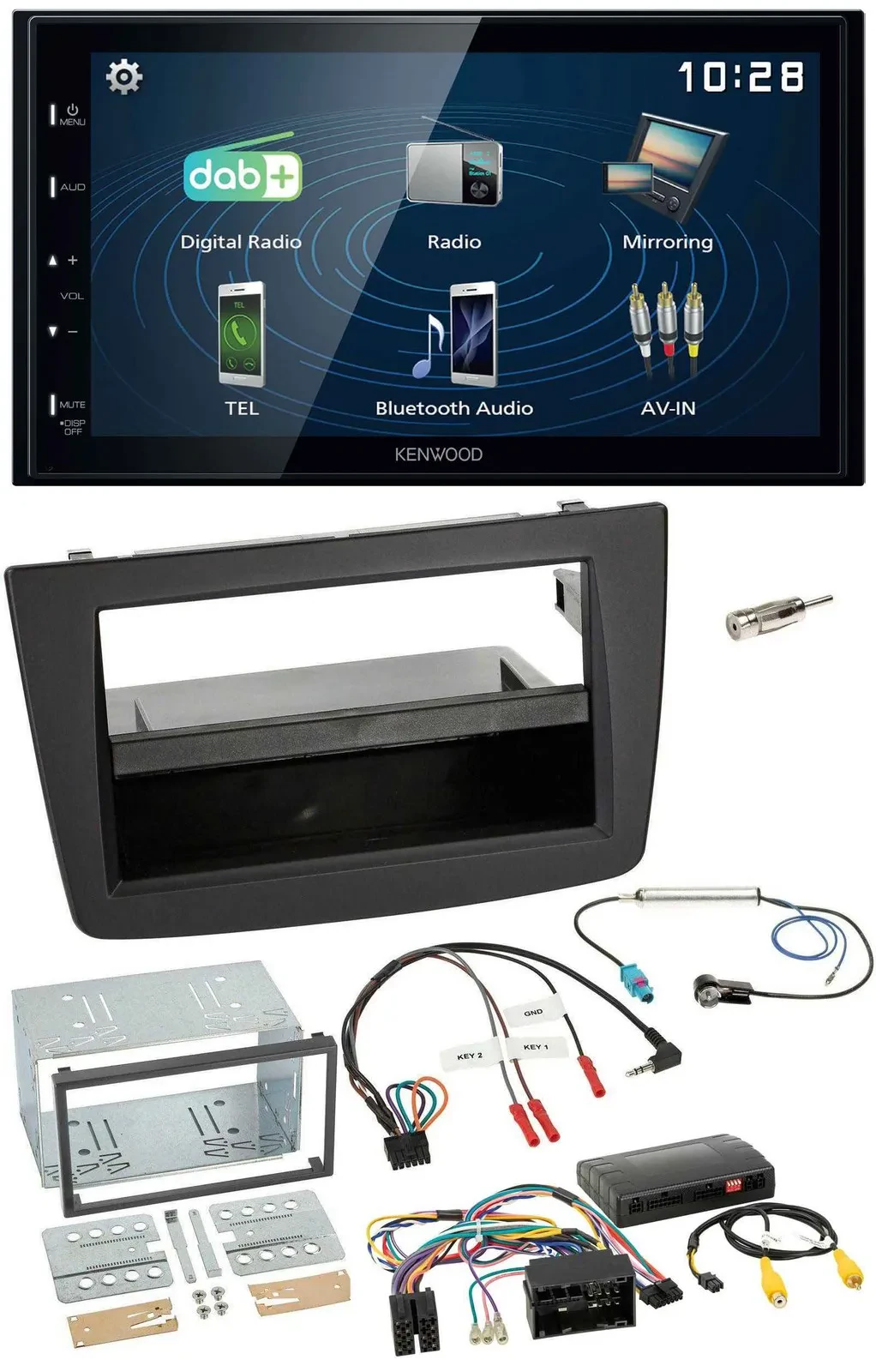 Автомагнитола Kenwood 2DIN Bluetooth USB DAB для Alfa Romeo Mito (2014–2018)