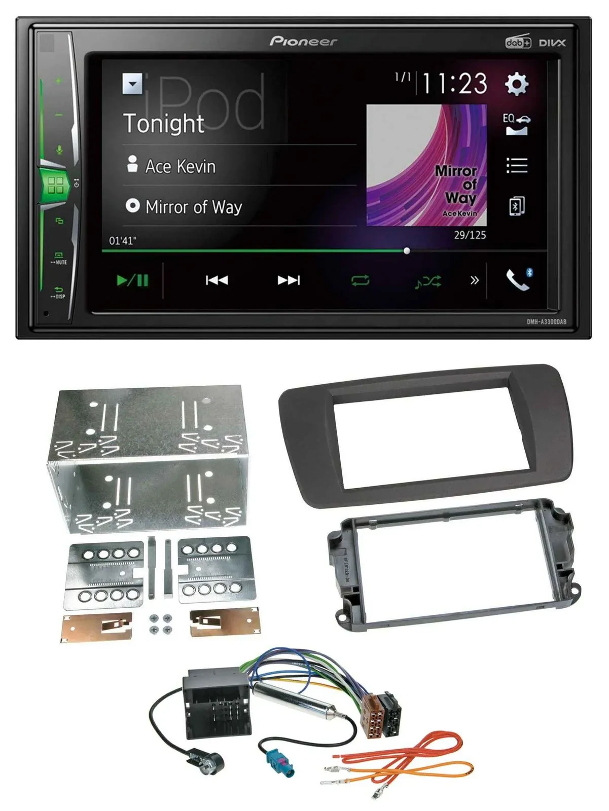 Автомагнитола Pioneer 2 DIN MP3 DAB USB Bluetooth для Seat Ibiza (с 2008), серый (tuam-grey)