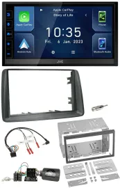 JVC DAB Bluetooth Lenkrad USB 2DIN Autoradio für Fiat Panda 2007-2012 grau
