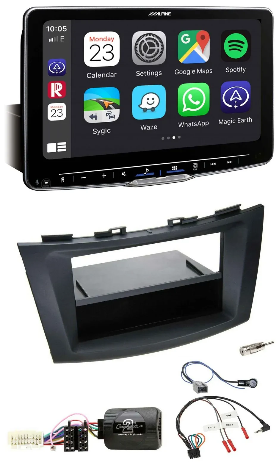 Автомагнитола для Suzuki Swift Sport Alpine Bluetooth, USB, DAB, черная