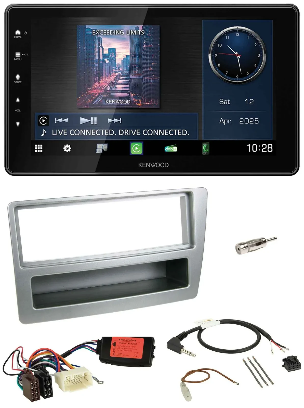Kenwood Lenkrad Bluetooth USB DAB Autoradio für Honda Civic 2004-2006 silber