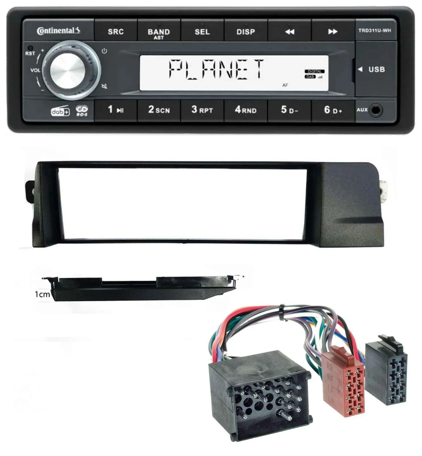 Continental MP3 AUX USB DAB 1DIN Autoradio für BMW 3er E46 Profiversion Rundpin