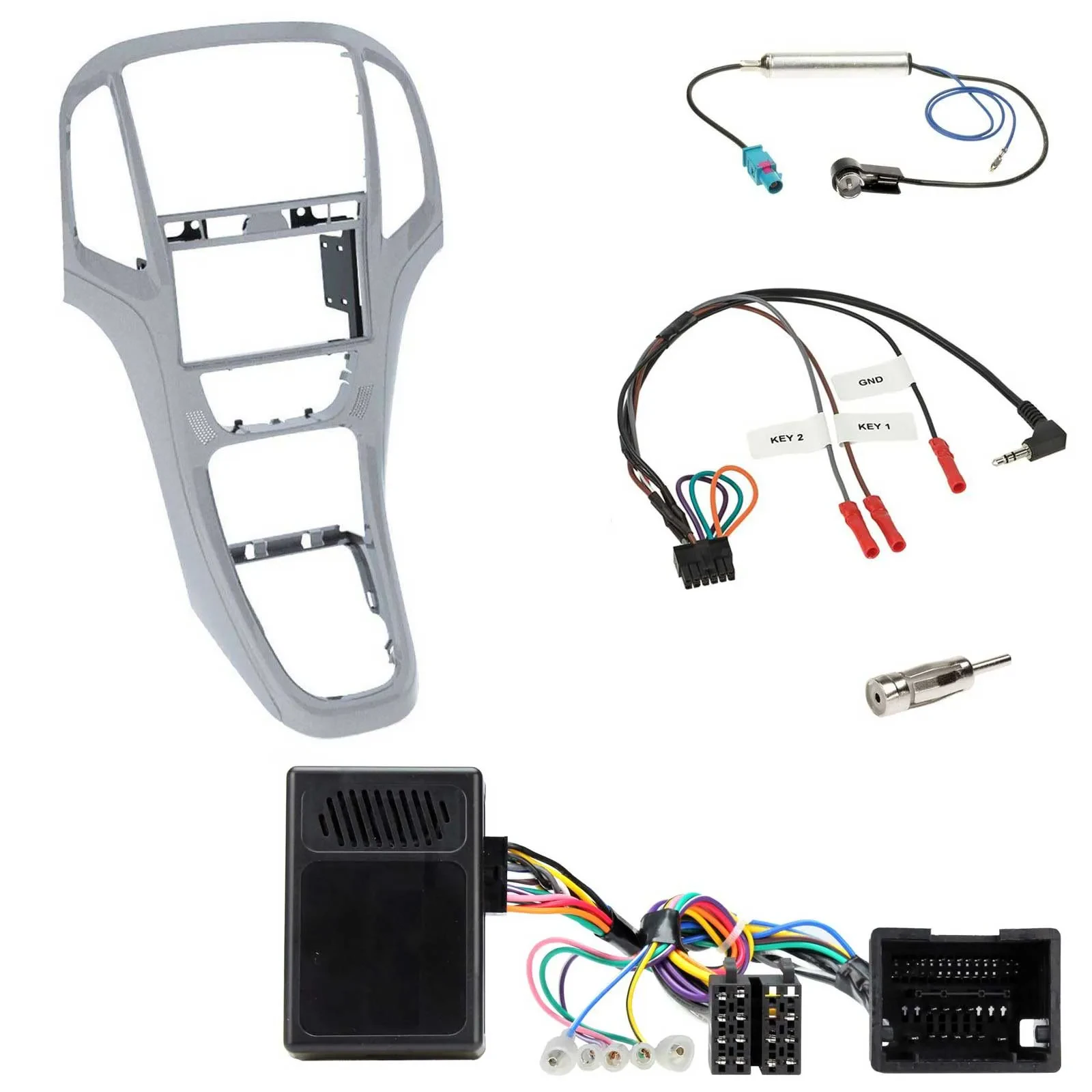 Radioset Lenkradadapter Doppel DIN Autoradio für Opel Astra J ab 09 Platinsilber