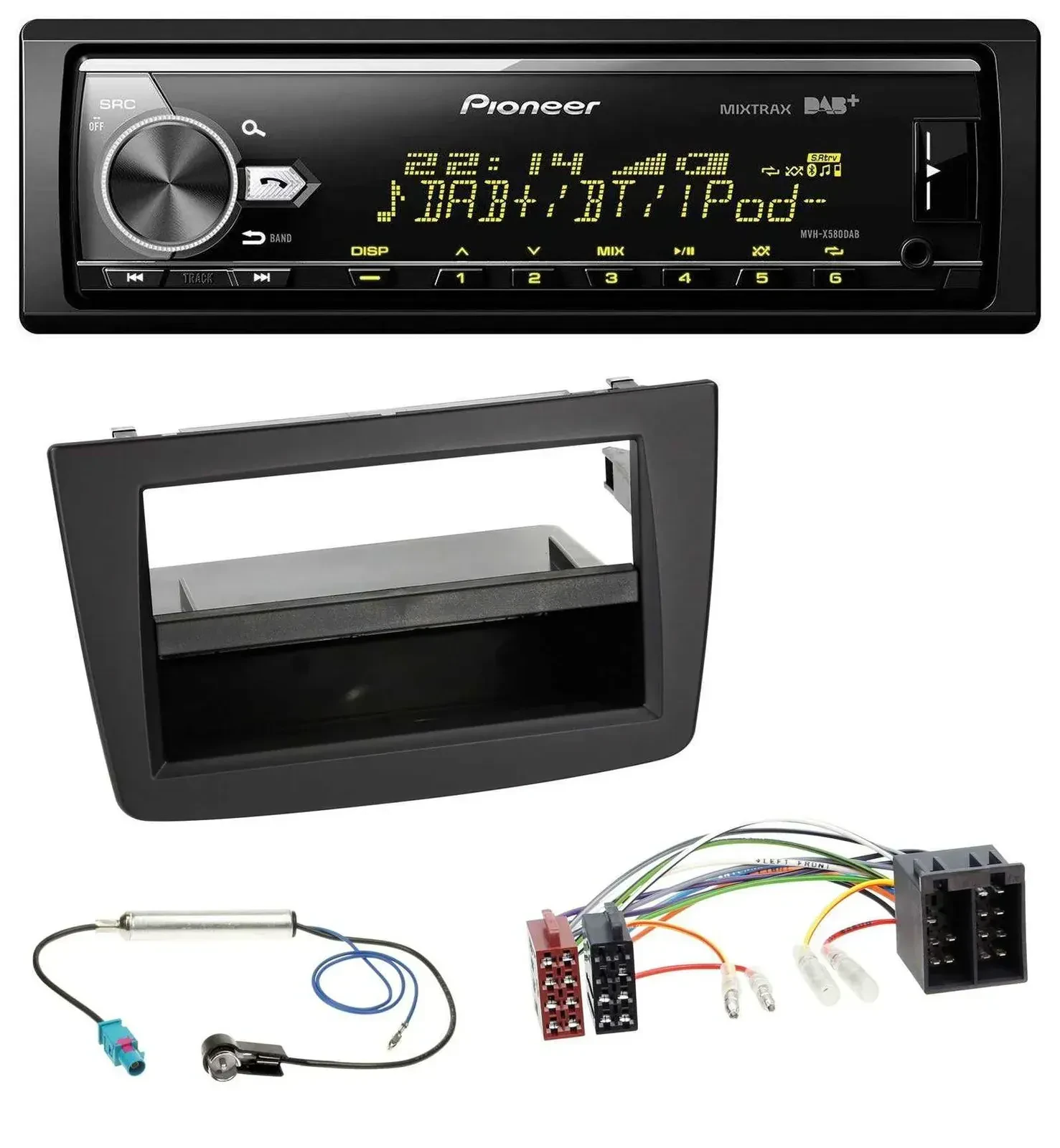 Автомагнитола Pioneer Bluetooth USB DAB MP3 для Alfa Romeo Mito (955) 2008–2014, ISO, черная