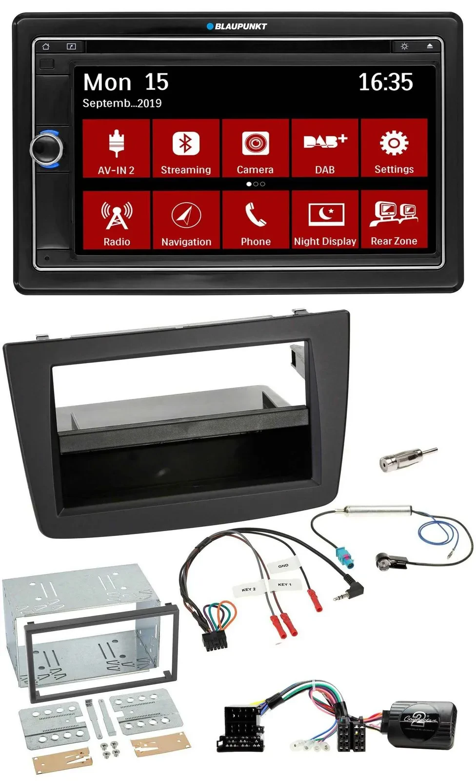 Blaupunkt Lenkrad DAB TMC 2DIN USB Bluetooth Navigation für Alfa Romeo Mito 08-1
