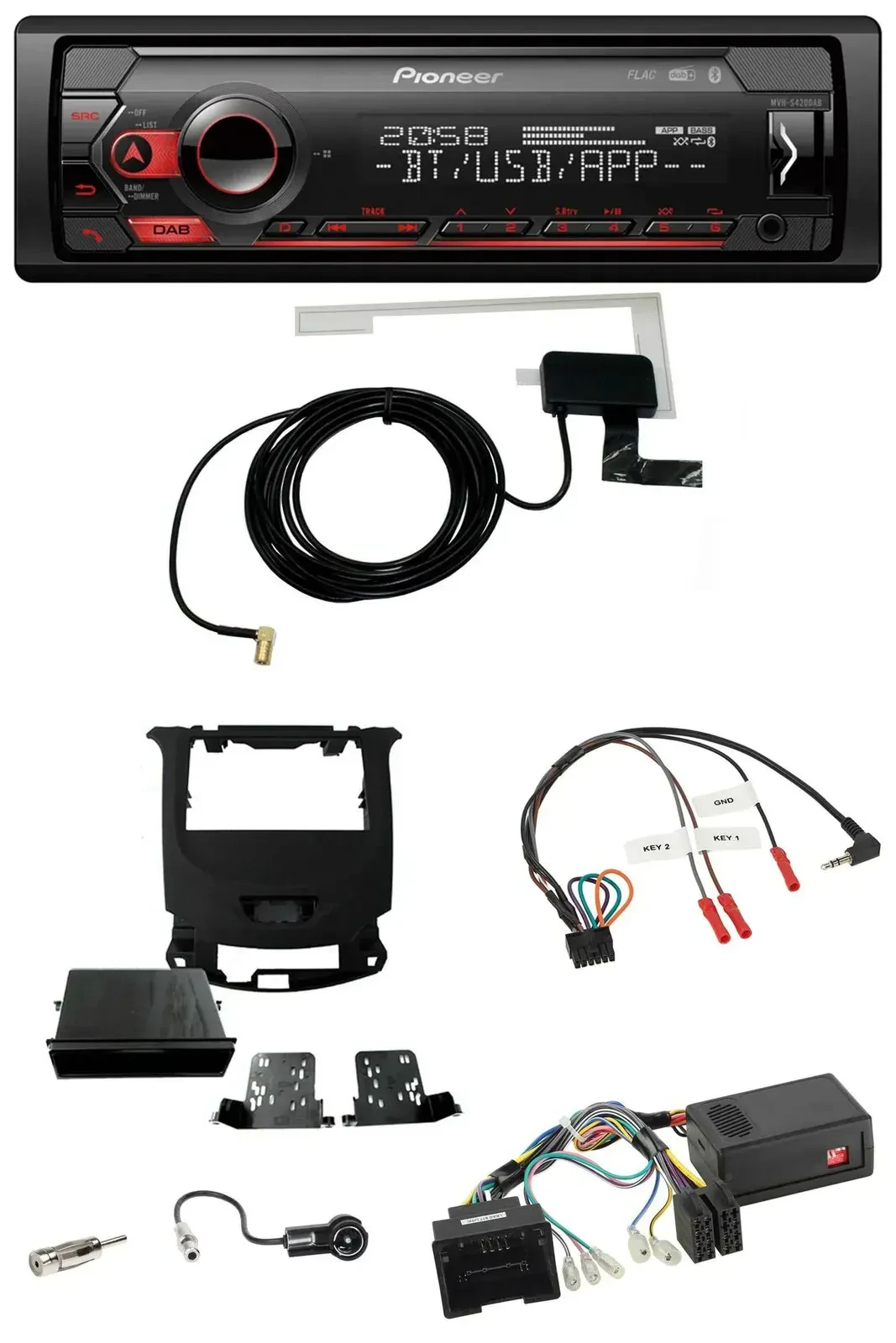 Автомагнитола Pioneer DAB, USB, Bluetooth, для Chevrolet Cruze (с 2016), цвет: черный глянец, поддержка кнопок на руле