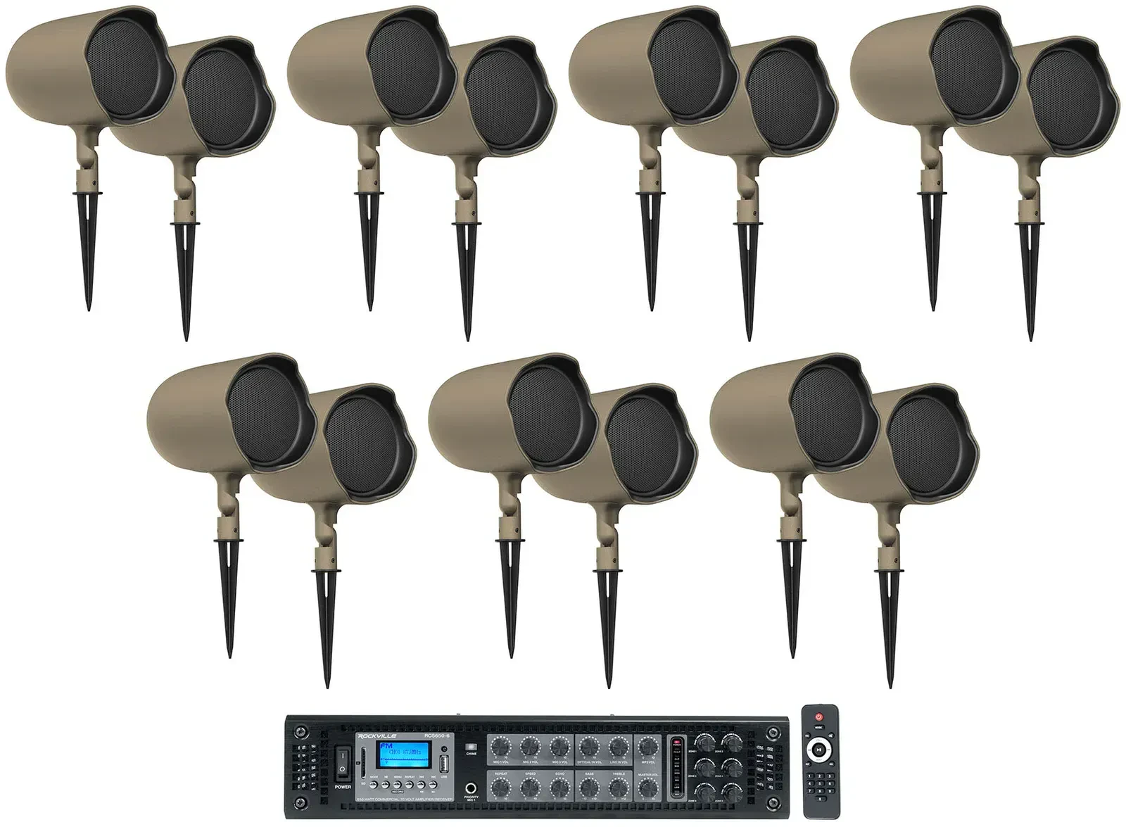 Рупорная акустика JBL GSF6-TN Tan с усилителем (14 штук)