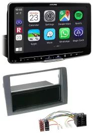 Alpine Bluetooth MP3 USB DAB Autoradio für Fiat Idea (350, 03-11) - grau