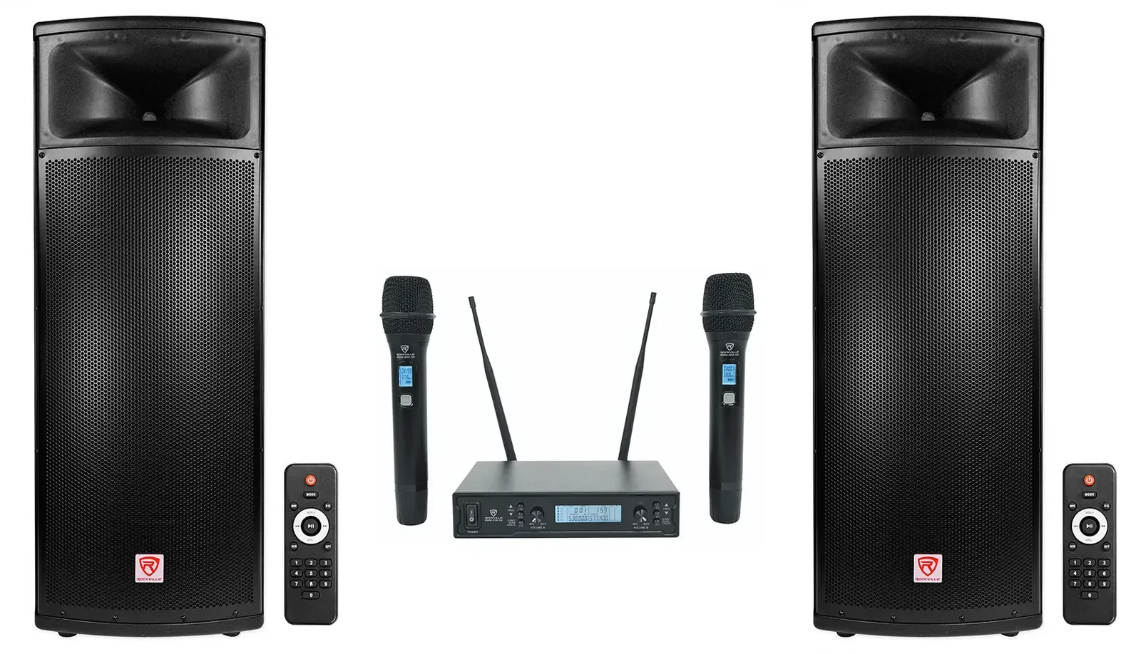 Активная акустическая система Rockville BPA225 Black 1500W с микрофонной радиосистемой (пара)