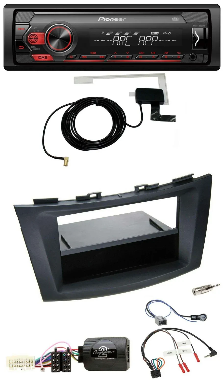 Pioneer 1DIN USB DAB MP3 Lenkrad Autoradio für Suzuki Swift Sport ab 2011 schwar