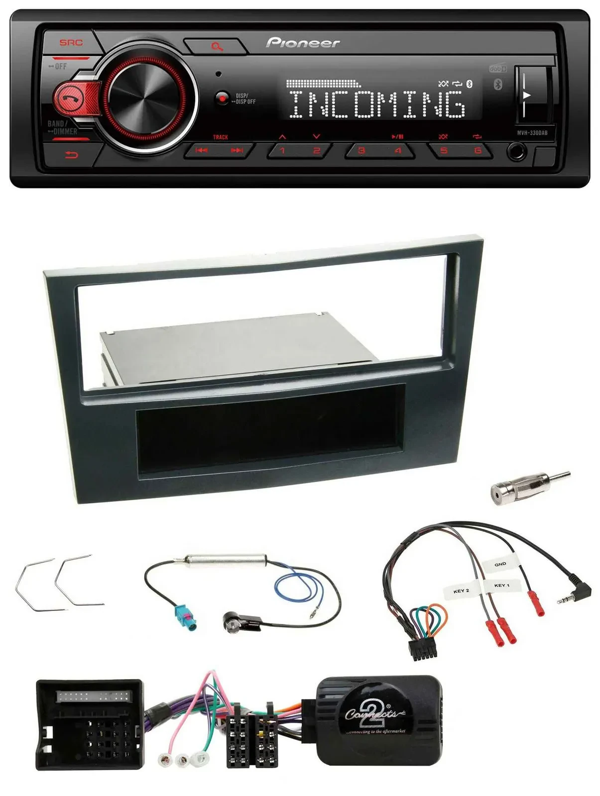 Автомагнитола Pioneer Bluetooth USB DAB для Opel Corsa D (2006–2008), черный, совместима с кнопками на руле