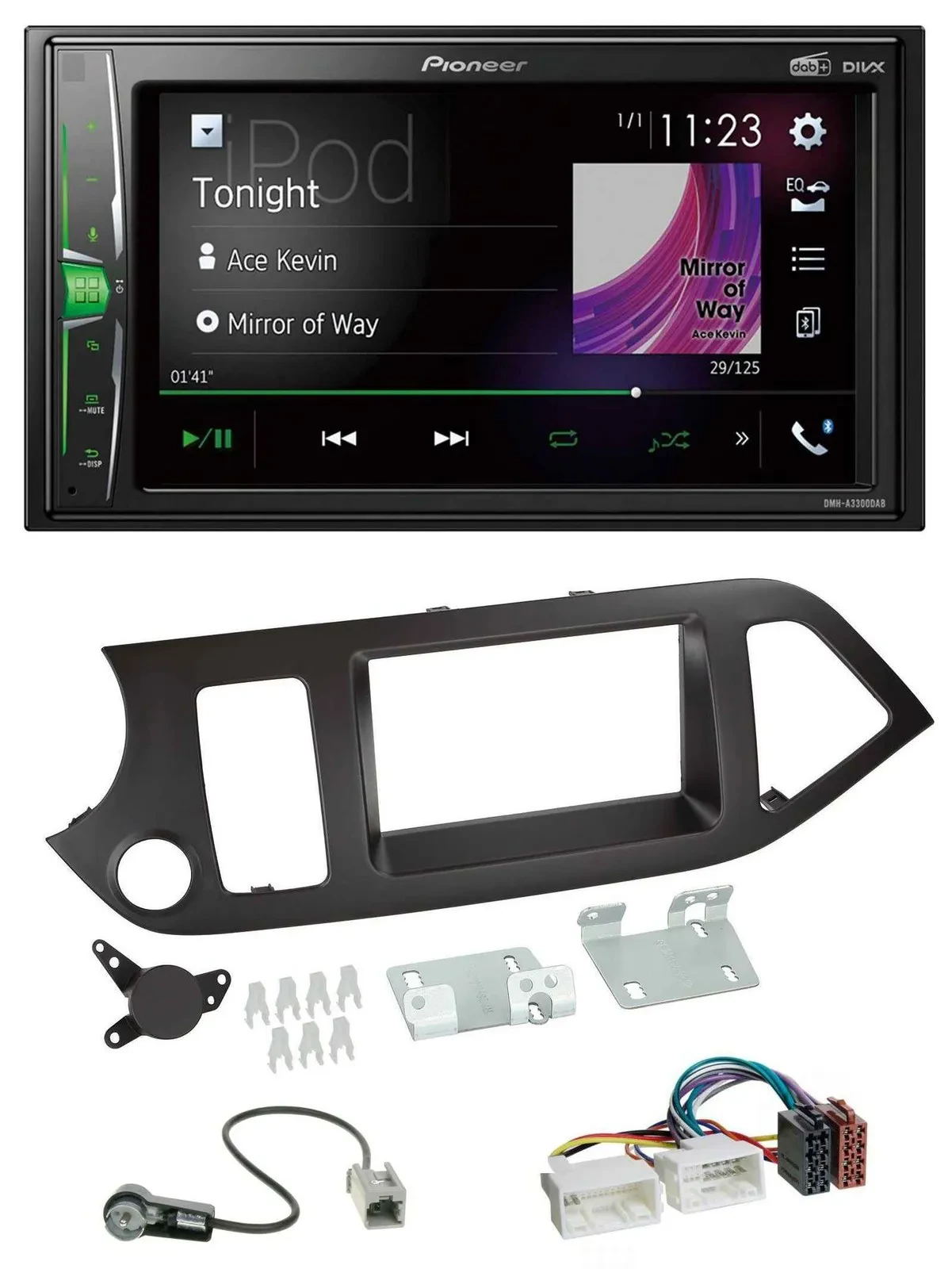 Автомагнитола для Kia Picanto Pioneer 2DIN MP3 DAB USB Bluetooth (с 2011, без Start-Stop)