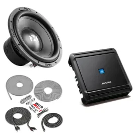 Alpine MRV-M500 500W Monoblock Amplifier with NVX 12" Car Subwoofer & Amp Kit