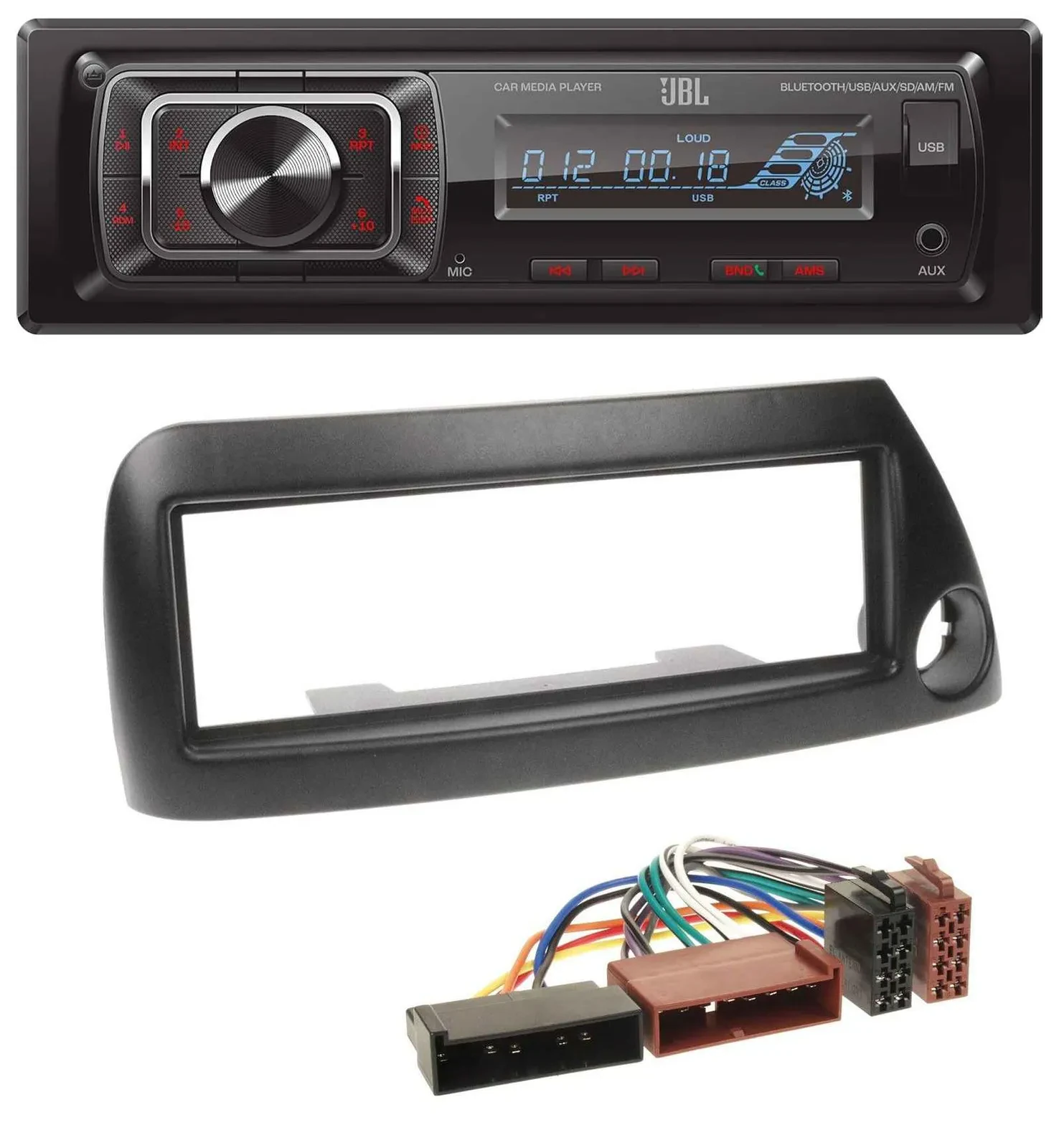 JBL SD AUX MP3 USB Bluetooth Autoradio für Ford Ka (bis 2008) - schwarz