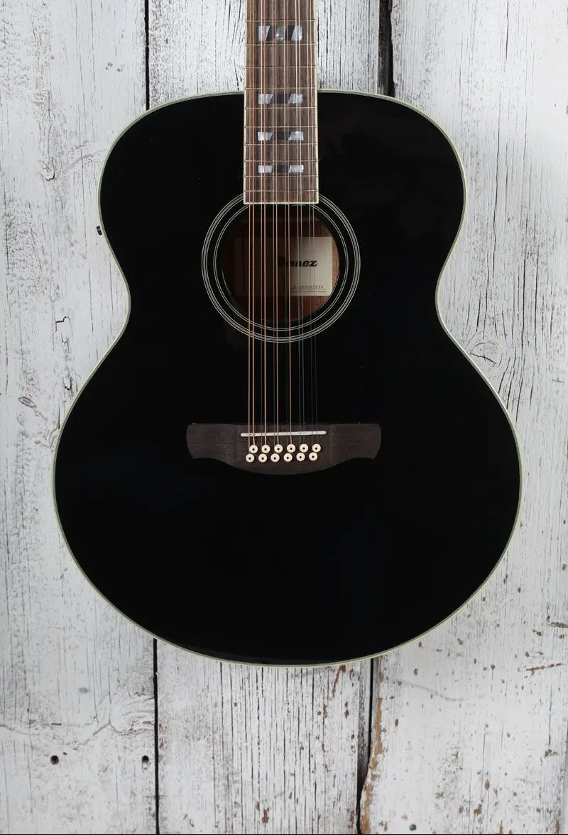 Ibanez AJ7012M1E Jumbo 12 String Acoustic Electric Guitar Black High Gloss
