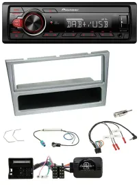 Pioneer MP3 1DIN DAB USB Lenkrad Autoradio für Opel Corsa C Tigra Meriva silber