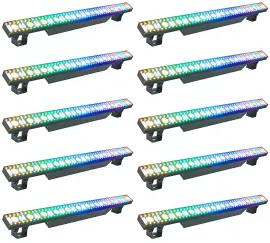 (10) Rockville Pixel Hybrid Bar Battery Linear Wash/Strobe/Blinder Light Strips