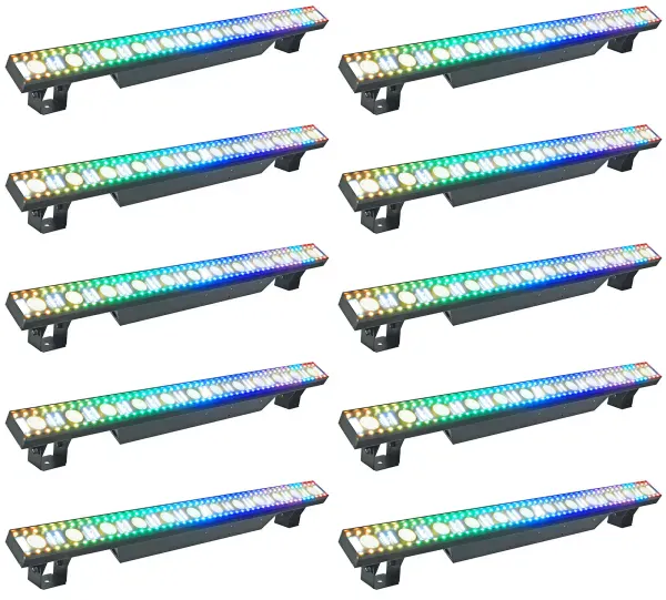 (10) Rockville Pixel Hybrid Bar Battery Linear Wash/Strobe/Blinder Light Strips