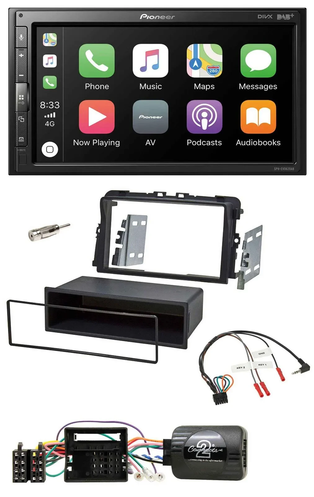 Автомагнитола для Opel Vivaro 2011–2015 Pioneer 2DIN, DAB, Bluetooth, USB, управление с руля