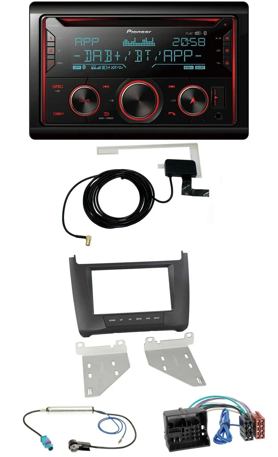 Pioneer 2DIN MP3 DAB USB CD Bluetooth Autoradio für VW Polo (ab 14) schwarz