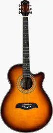 Oscar Schmidt Model OG10CEFYS Flame Sunburst Thinline Acoustic Electric Guitar