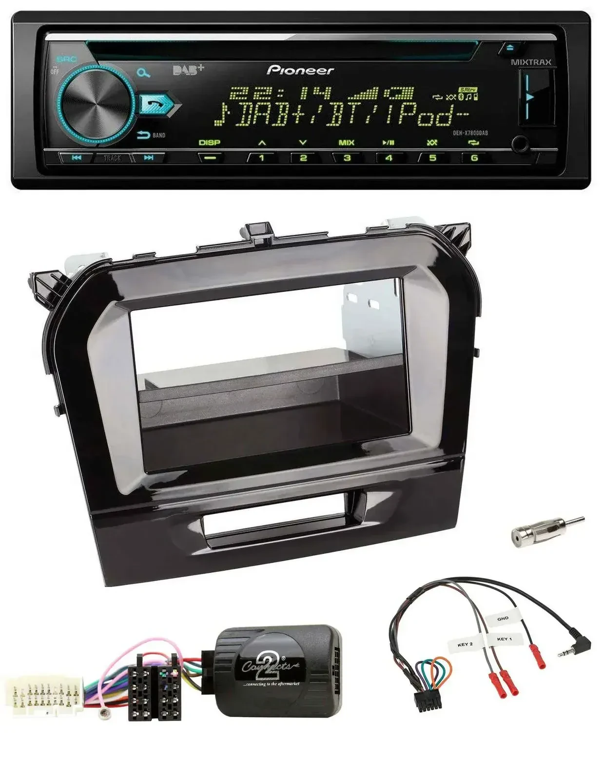 Автомагнитола Pioneer CD/USB/Bluetooth/DAB для Suzuki Vitara (с 2015), черный глянец