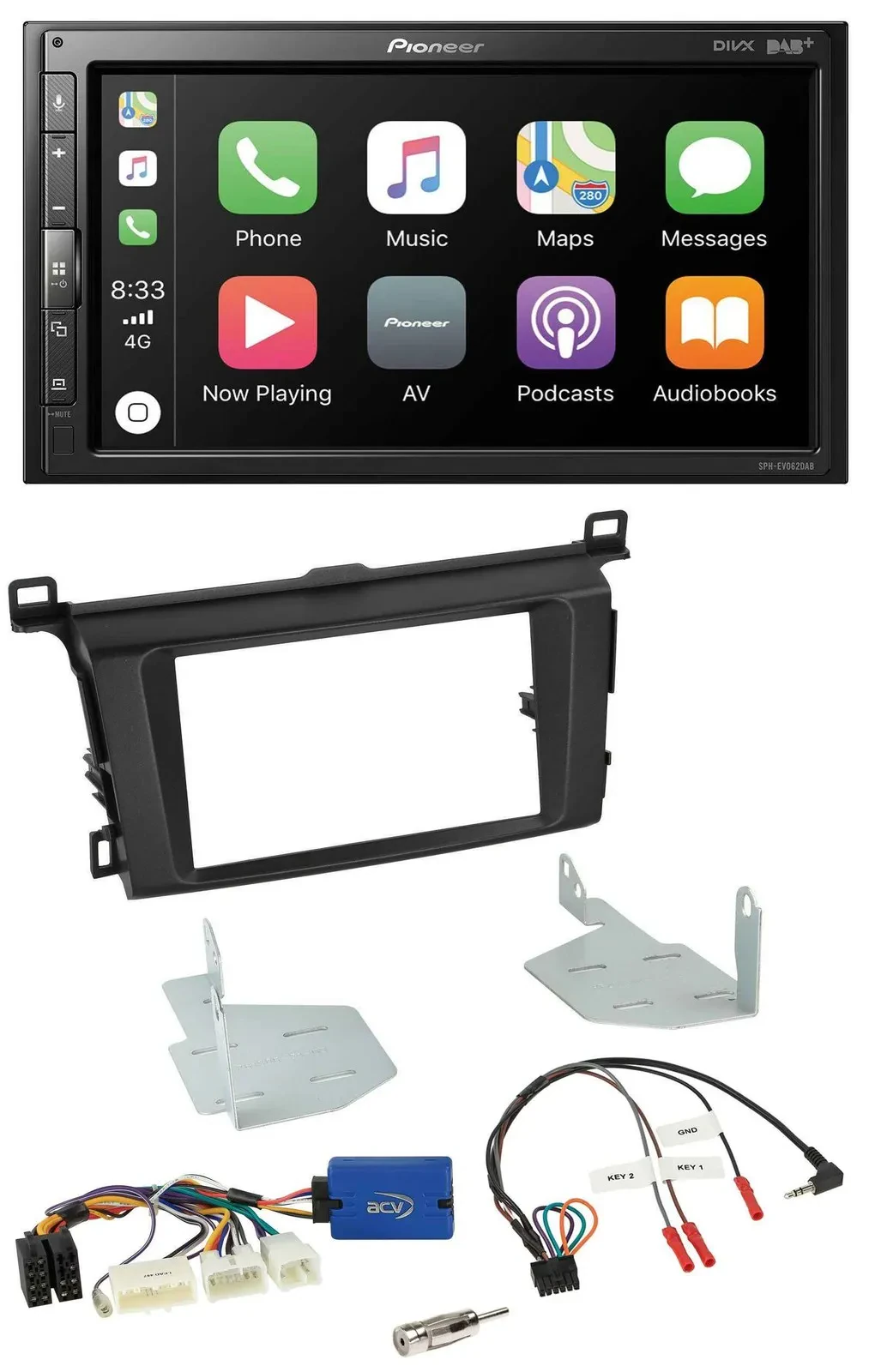 Автомагнитола Pioneer 2 DIN, DAB, Bluetooth, USB для Toyota RAV4 (с 2013)