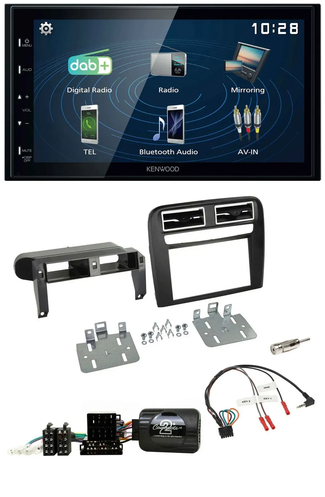 Kenwood 2DIN Bluetooth Lenkrad USB DAB Autoradio für Fiat Grande Punto 06-09 sch