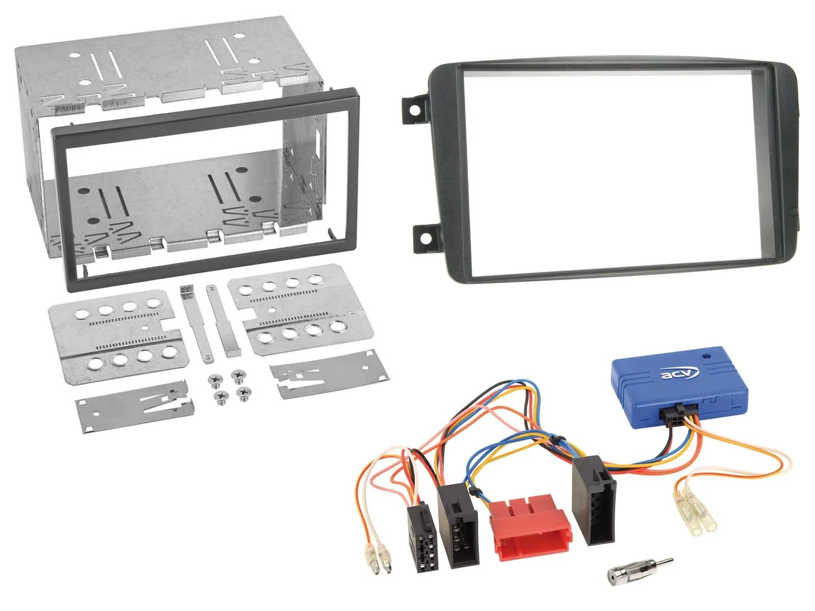 Einbauset CAN-Bus Doppel DIN Autoradio für Mercedes C W203 2000-2004 schwarz