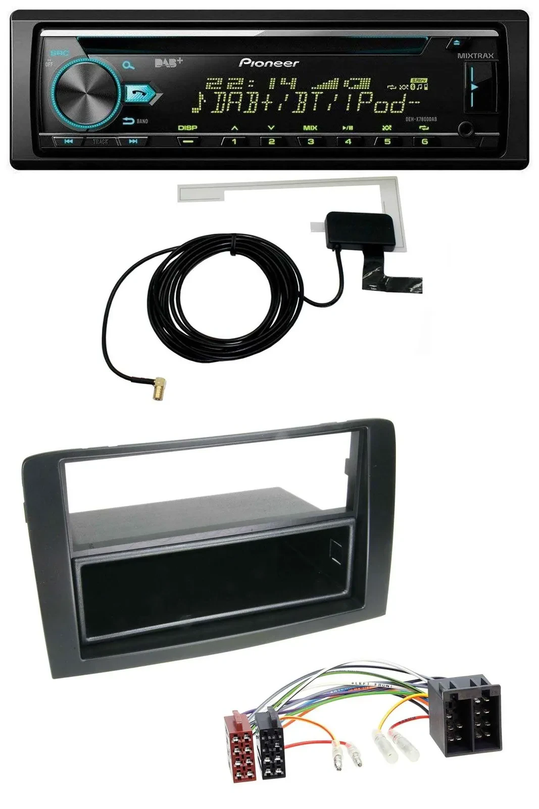 Автомагнитола для Fiat Idea (350, 2003–2011) Pioneer MP3, CD, USB, AUX, DAB, черный