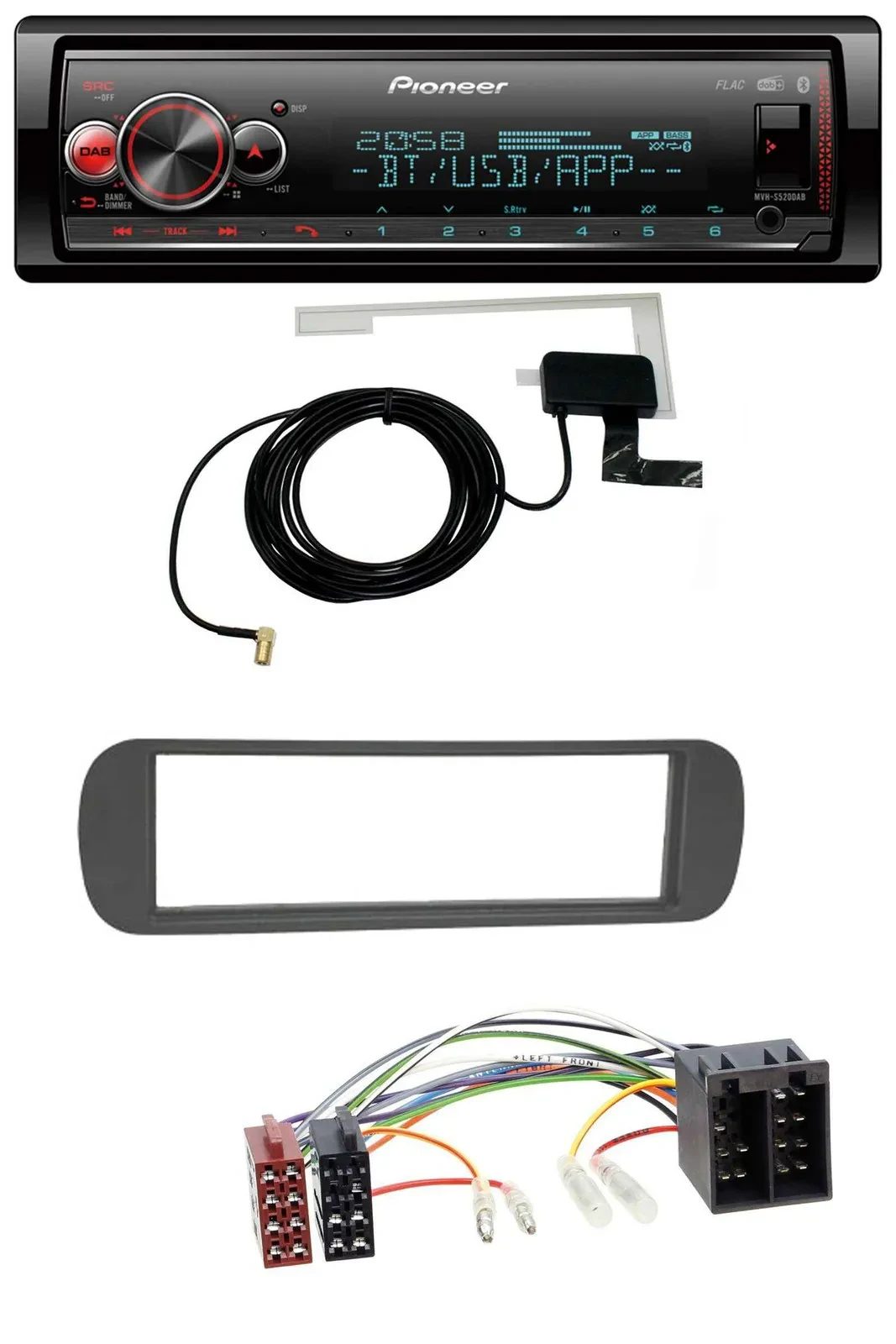 Pioneer Bluetooth DAB USB MP3 Autoradio für Lancia Y (1996-2004) - schwarz