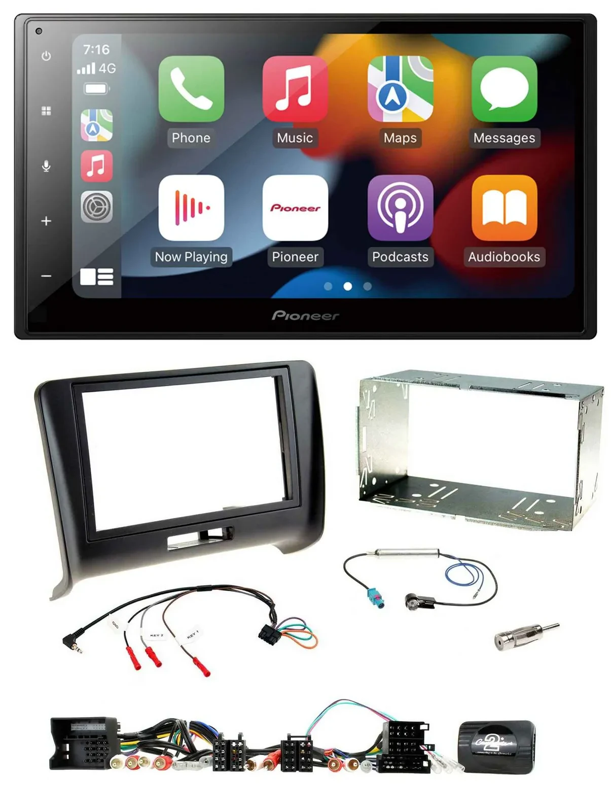 Pioneer DAB Bluetooth 2DIN USB Lenkrad Autoradio für Audi TT 2006-2014 Aktiv