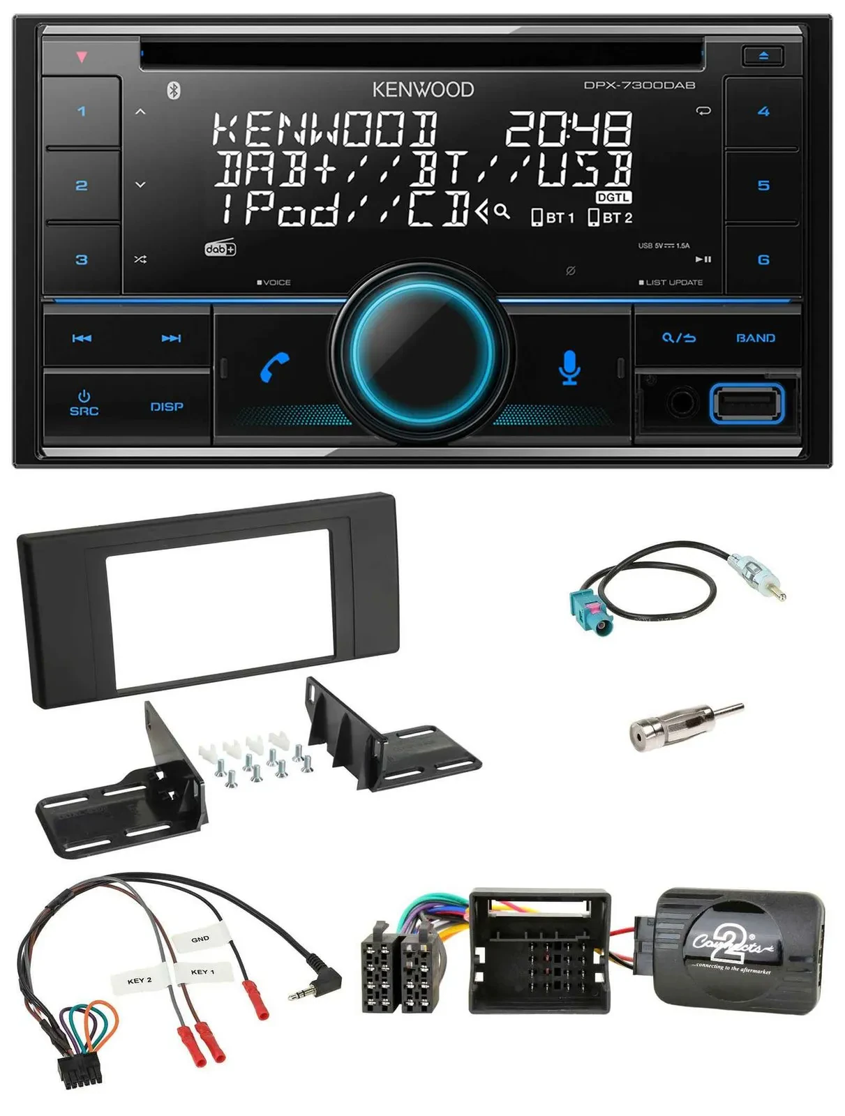Автомагнитола для Land Rover Range Rover V Kenwood 2DIN, CD, DAB, USB, Bluetooth, поддержка кнопок на руле