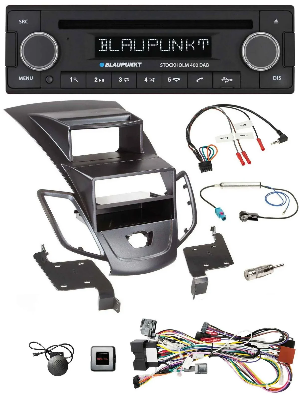 Автомагнитола Blaupunkt Bluetooth DAB CD USB для Ford Fiesta (2008–2010) с дисплеем