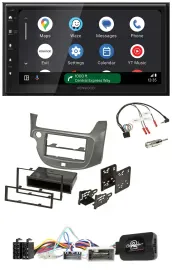 Kenwood DAB Bluetooth USB Lenkrad 2DIN Autoradio für Honda Jazz ab 2014 silber