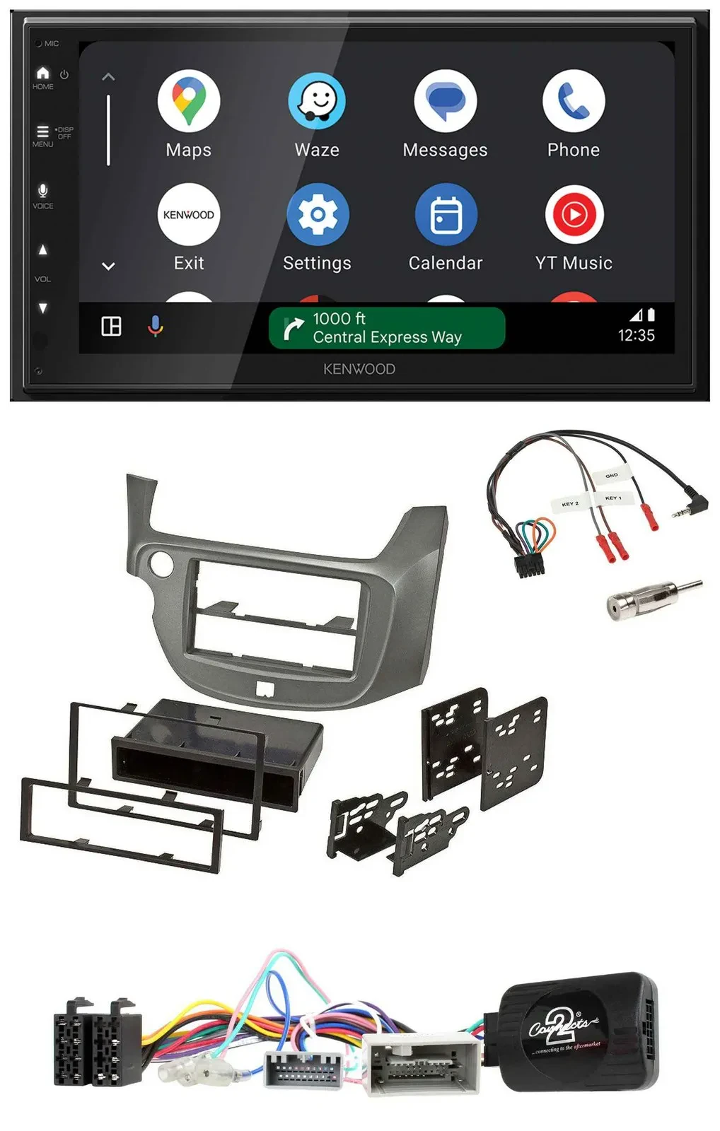 Kenwood DAB Bluetooth USB Lenkrad 2DIN Autoradio für Honda Jazz ab 2014 silber