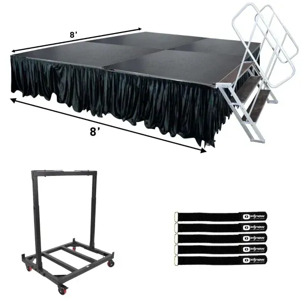 ProX 8' x 8' Portable Band Live Show Ceremony Gradation Stage Platform w Skirts