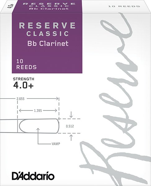 DCT10405 Reserve Classic Трости для кларнета Bb, размер 4.0+, 10шт., Rico