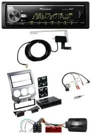 Автомагнитола Pioneer Bluetooth, DAB, USB, совместимая с кнопками на руле, для Mazda 5 CR (2005–2010), серебристая