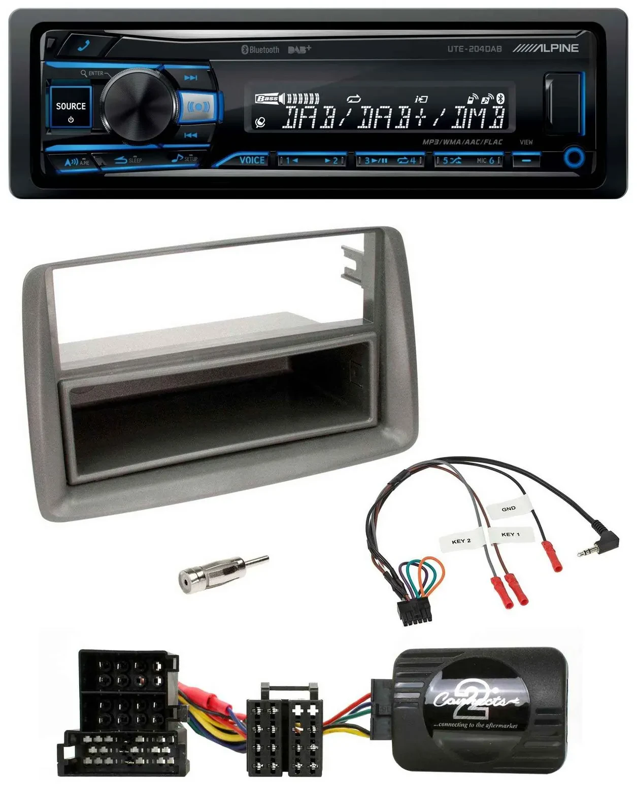 Автомагнитола Alpine USB, Bluetooth, DAB, для Alfa Romeo GT/147, поддержка кнопок на руле, серебристая